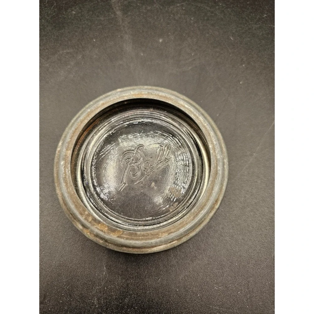 Vintage Ball Mason Jar Lid Zinc Screw Band with Clear Glass Logo Insert 3 Inch